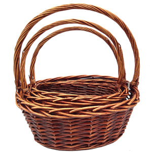 Set di Cestini Ovali Intrecciati a Mano in Salice Naturale con Manico, Grandi Cesti in <span class=keywords><strong>Vimini</strong></span> <span class=keywords><strong>Nero</strong></span> per Regali, Marca Jarnier - Product Image 5