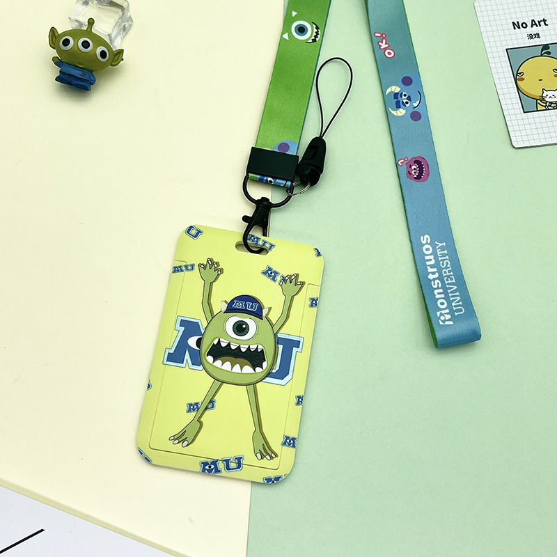Lanyards Lovely Cartoon Monsters University Alien Card Holder Custom Neck Card Cover Accessories Kids Plastic ID Card Case Image 4