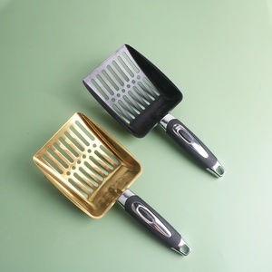 مجرفة شبكية بنتونيت بفتحة كبيرة للقطط أداة يدوية للحيوانات الأليفة من الفولاذ المقاوم للصدأ مع ثقب ناعم مجرفة بلاستيكية للقط - Product Image 2