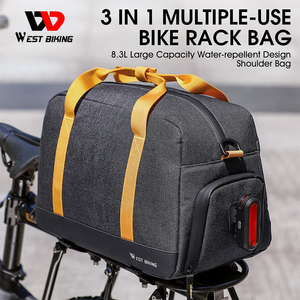 Sac de porte-bagages de vélo WEST BIKING 3 en 1 multi-usages, grande capacité 8,3 L, résistant à l'eau, avec design de feu arrière suspendable - Product Image 3