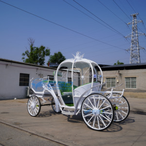 Chariot de mariage de luxe en fer forgé style citrouille, chariot à chevaux creux en forme de citrouille, fabricant de chariots à chevaux à vendre - Product Image 3