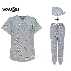 مجموعات قطنية مطبوعة من القطن عيادة طب الأسنان عيادة طب الأطفال الجراحية مجموعات فرك الحيوانات الأليفة ملابس عمل بدلة طبية - Product Image 1