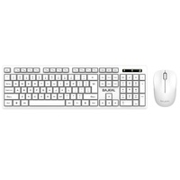 BAJEAL W200 Estándar, Conjunto Inalámbrico 2.4G ABS, Teclado Ergonómico de 104 Teclas Negro/Blanco, Combo de Teclado y Ratón para Oficina, PC, Portátil
