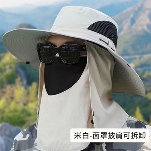 Ngoài trời rộng vành xô Sun hat UPF50 + Breathable Visor cap người đàn ông Phụ nữ Safari ngư dân câu cá hat với cổ Nắp - Product Image 5