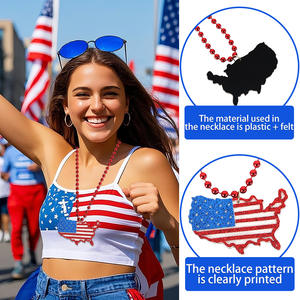 Collier pendentif drapeau Fête de la Maison de Pain d'Épices, décorations écologiques non toxiques en <span class=keywords><strong>feutre</strong></span> et chaîne de perles en <span class=keywords><strong>plastique</strong></span> <span class=keywords><strong>pour</strong></span> le Jour de l'Indépendance - Product Image 4