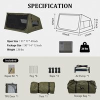 Tienda de Campaña Inflable, 4.5 ㎡   Interior espacioso con grandes ventanas de TPU, material impermeable avanzado para uso en todo tipo de clima.