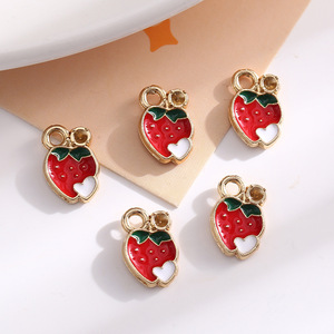 Colgante de fruta 50 unids/bolsa, abalorios de sandía y fresa, colgantes de joyería DIY de aleación de Zinc chapados en oro para hacer collares y pendientes - Product Image 2