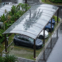 Diseño Arquitectónico Moderno, Acabado en Madera, Estructura de Techo Metálico Resistente al Viento y a la Lluvia, Cocheras Dobles de Aluminio para 2 Autos, Duraderas