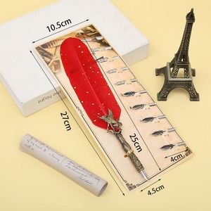 New European <b>Retro</b> Feather <b>Gift</b> Pen Art Signature Pen Exchangeable Nib Fountain Pen - Product Image 4