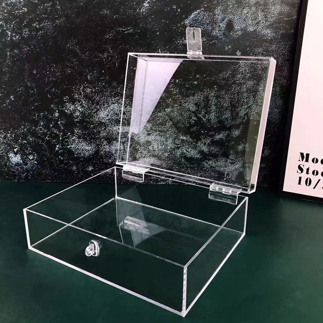 Custom Clear Acrylic Display Case with Lid Transparent Eco-Friendly Storage Box for Advertising Customized Size and Color
