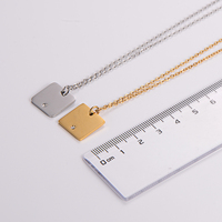 Bijoux personnalisés plaques en acier inoxydable zircon blanc carré pendentif collier pierre précieuse pour la gravure au laser