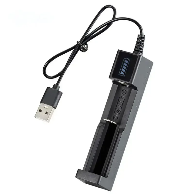 Universal 3.7V Single Slot USB Lithium Battery Charger for 18650 14500 26650 Li-ion Batteries