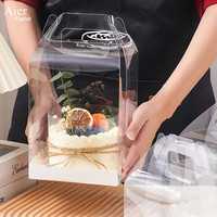Boîte à gâteau de mariage carrée en PET transparent Aierflorist avec fenêtre et boîte à cupcakes transparente à vendre avec poignée