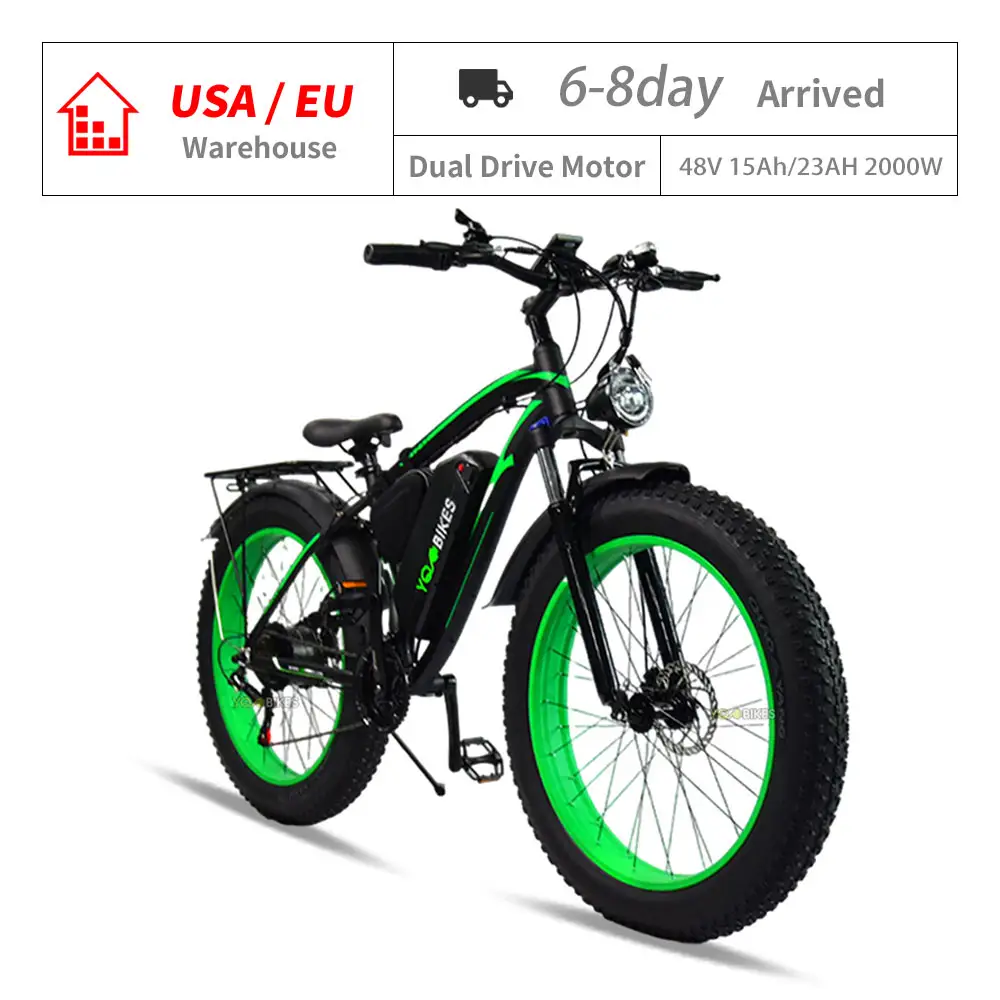 EUA/UE Armazém Transporte Rápido 2000W Bicicleta Elétrica Dual Motor 23Ah Fatbike Ebike Downhill Mountain 26 "bicicleta Elétrica