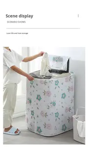 Housse de protection imperméable en PEVA et polyester pour lave-linge 5 kg à chargement frontal, tissu enduit teint uni, housse de sécurité - Product Image 6