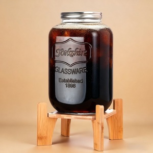 Distributeur de boissons en verre transparent 3L 4L 5L 8L <span class=keywords><strong>10L</strong></span> avec robinet, système de versement, écologique, style américain, pour cuisine - Product Image 1