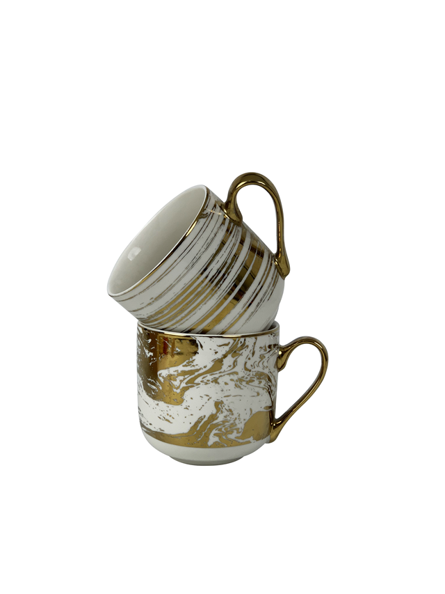 RTS wholesale 16oz Custom Novelty Gift gold Porcelain Mugs Cups Coffee Sets Ceramic Mug with Gold Handle for Men Women
