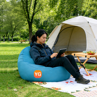Maßgefertigter Moderner Öko-PVC Aufblasbarer Plüsch-Einzelsitzer-Sitzsack-Sessel mit Wasserdichter Rückenlehne, Tragbar für Outdoor-Camping