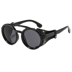 Punk <b>Round</b> <b>Sunglasses</b> Full Rim UV400 Protection Unisex Adult Sun Glasses - Product Image 1