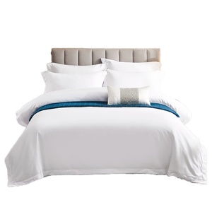 Vente en gros d'ensemble de housse de <span class=keywords><strong>couette</strong></span> en coton quatre pièces hôtel cinq étoiles blanc pour King/Queen imprimé maison équipée - Product Image 1