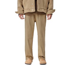 กางเกงขายาวหนังกลับสีกากีคุณภาพสูงสำหรับผู้ชาย ทรงตรง ทรงเข้ารูป สไตล์ลำลอง แฟชั่นใหม่ สตรีทแวร์ - Product Image 2