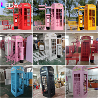 LEDA Cabine téléphonique rétro avec rangement, grande sculpture d'extérieur, pour bar, café, décoration intérieure, centre commercial, événement de mariage