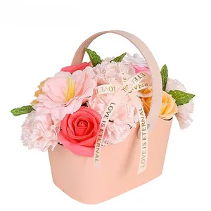 Hadiah Hari Valentine bunga portabel, keranjang sabun Hari Valentine hadiah bunga abadi bunga buatan