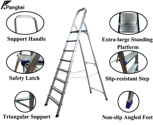 Escalera Plegable de Aluminio de 8 Peldaños con Barandilla, Diseño Moderno, Antideslizante, Fácil de Guardar, para el Hogar - Product Image 2