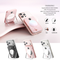 Nouvelle Banque d'alimentation sans fil ultra-mince 2026 tendance, 5000 mAh, avec chargement rapide magnétique puissant, support portable et écran LED