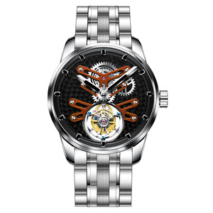 Montre mécanique AESOP Tourbillon pour hommes, cristal saphir, étanche 50M, bracelet en cuir squelette, montre-bracelet de luxe - Product Image 2