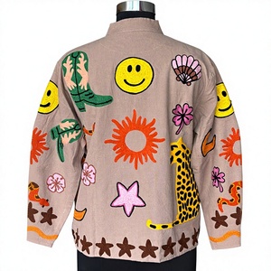 <b>Western</b> Cowgirl Embroidered Bohemian Patchwork Cotton Canvas Breathable Short <b>Jacket</b> Ranch Style Embroidery Spring Statement - Product Image 3