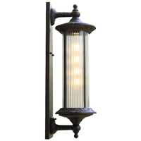 Applique murale extérieure cylindrique moderne classique en aluminium noir simple avec verre, étanche, pour entrée - Vente en gros