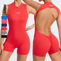 Combinaison de sport une pièce pour femme, style estival, dos élégant, effet push-up fessier, coupe ample, pour fitness et yoga, respirante, en Spandex/Nylon