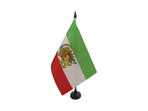 Drapeau de table Iran Old <span class=keywords><strong>Persia</strong></span> 5'' x 8'' - Drapeau de bureau persan 21 x 14 cm - Bâton et base en plastique <span class=keywords><strong>noir</strong></span> - Product Image 1