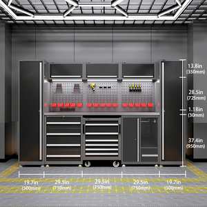Banco de Trabajo RW con Gabinete para Herramientas, Banco de Trabajo Resistente para Taller, Gabinetes de Almacenamiento para Garaje, Carro de Herramientas Completo para Taller - Product Image 2
