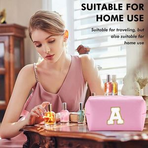 Hot Selling New 26 Embroidered Letter <b>Bag</b> Pu <b>Large</b> Capacity Storage Makeup <b>Toiletry</b> Organizer Women Travel Cosmetic <b>Bags</b> - Product Image 2