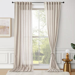 Cortinas DaiRui Personalizables Estilo Lino Beige Semi-Opacas con Ojales para Dormitorio y Sala de Estar - Product Image 1
