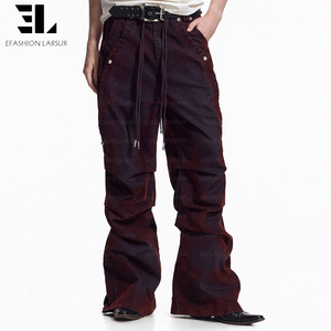 Pantalon en <span class=keywords><strong>jean</strong></span> en velours <span class=keywords><strong>élasthanne</strong></span> <span class=keywords><strong>d</strong></span>élavé et vieilli pour femme, <span class=keywords><strong>avec</strong></span> rivets cloutés et flocage en daim, modèle LARSUR Custom Factory, pour homme et femme - Product Image 1