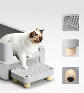 Caja de Arena para Gatos Cuadrada de Acero Inoxidable con Diseño <span class=keywords><strong>Abierto</strong></span> Fácil de Limpiar, Paredes Gruesas, Recipiente Semicerrado - Product Image 2