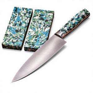 Eslabones de mango de cuchillo de mosaico verde turquesa hechos a mano, ecológicos y de alta durabilidad para suministro de mangos de cuchillos de chef personalizados - Product Image 1