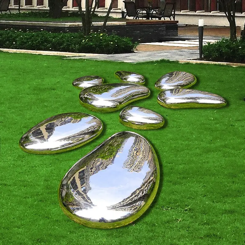 Decoración moderna para exteriores, decoración de arte público de acero inoxidable y sillas artísticas para jardín al aire libre con varias formas de piedra perezosa