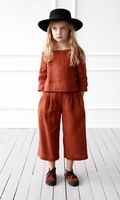 Ensemble en lin pour filles, Style décontracté, personnalisé, vêtements amples, culotte avec poches, Capris, chemises pour enfants
