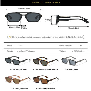 Logo Custom 2026 Retro Women Rivets Double Bridges Polarized Sun Glasses UV400 TR90 Small Frame <b>Square</b> <b>Sunglasses</b> for <b>Men</b> - Product Image 4
