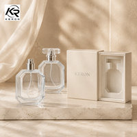 Flacon de parfum en verre transparent de luxe à coupe octogonale 30ml 50ml 100ml avec pulvérisateur argenté, capuchon en cristal transparent, logo personnalisé