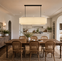 Lampu Gantung Linen Linear Bertingkat Modern Minimalis untuk Dapur, Ruang Makan, dan Villa, Solusi Pencahayaan OEM Pesanan Khusus