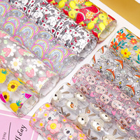 30CM * 120CM Design Fleur Arc-En-Ciel Lion Dessin Animé Motif PVC Vinyle Cuir Transparent pour Cheveux Accessoires DIY Matériaux