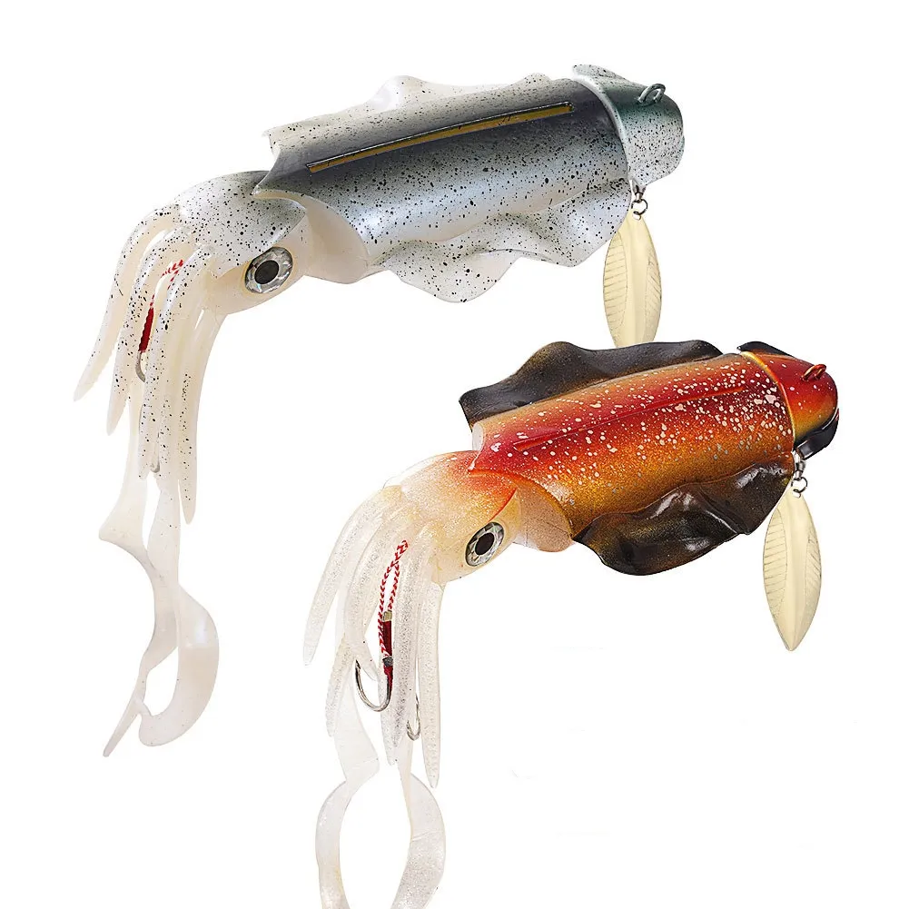 285mm 10 oz UV Luminous Glow Jigging Squid Octopus PVC Soft Lead Head Jigs Skirts Fishing Lures Silicone Lure