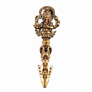 Juego de Vajra y <span class=keywords><strong>Kila</strong></span> Tibetanos de Latón Macizo - Objeto Budista Grabado con Ganesha para Altar, Colección de Meditación y Santuario en el Hogar - Product Image 6