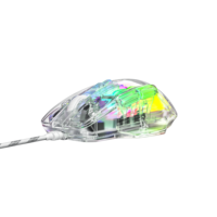 Souris de jeu filaire M36 avec logo personnalisé et design ergonomique avec coque en cristal transparent 3600 DPI rétroéclairé arc-en-ciel/RVB