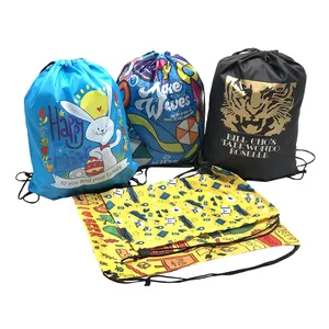 Promotional Wholesale Customized Promotional Polyester Nylon Drawstring Bag and Backpack Draw String Bag and Promotional Bags